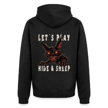 Lass Uns Verstecken - Unisex Premium Bio Zip Hoodie - Schwarz - Hinten - Nico (187cm)