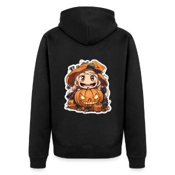 Pumpkin Halloween Halloween Pumpkin Pumpkin - Unisex Premium Organic Zip Hoodie - black - Back - Nico (187cm)