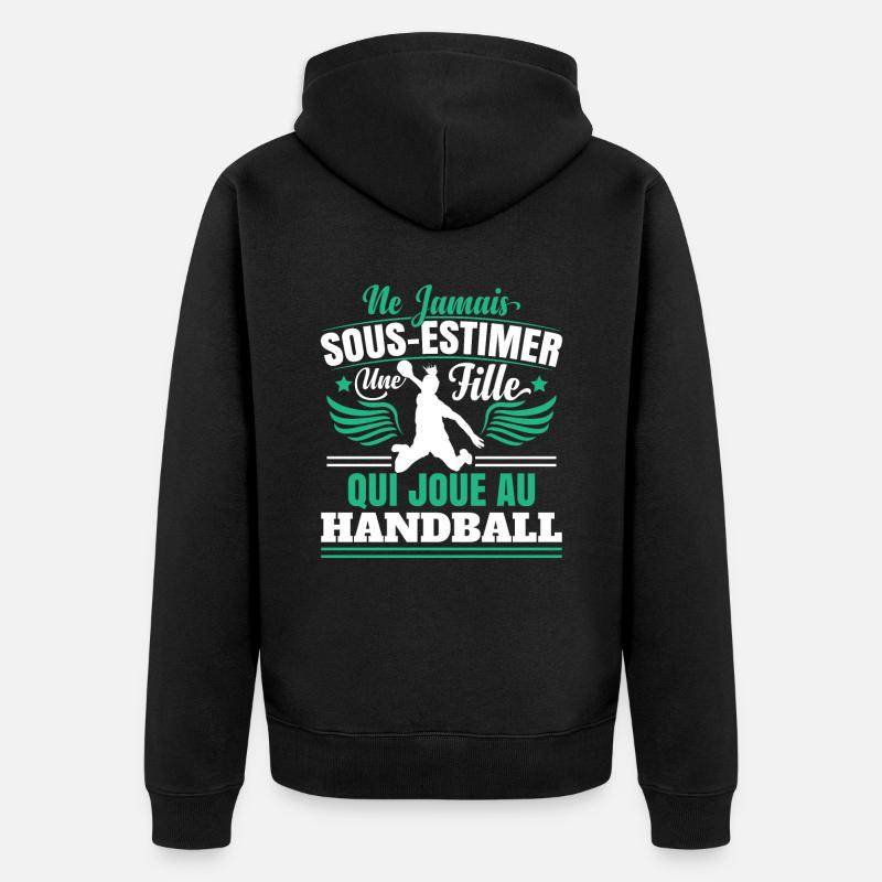 Fille Handball Handballeuse - Veste à capuche bio Premium Unisexe - noir