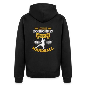 Les Vrais Bonhommes Jouent Au Handball - Veste à capuche bio Premium Unisexe - noir - Dos - Nico (187cm)