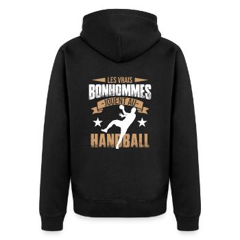 Les Vrais Bonhommes Jouent Au Handball - Veste à capuche bio Premium Unisexe - noir - Dos - Nico (187cm)