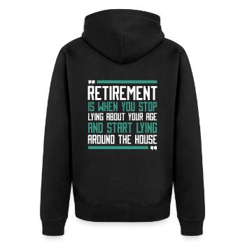 Pensioner pension funny - Unisex Premium Organic Zip Hoodie - black - Back - Nico (187cm)
