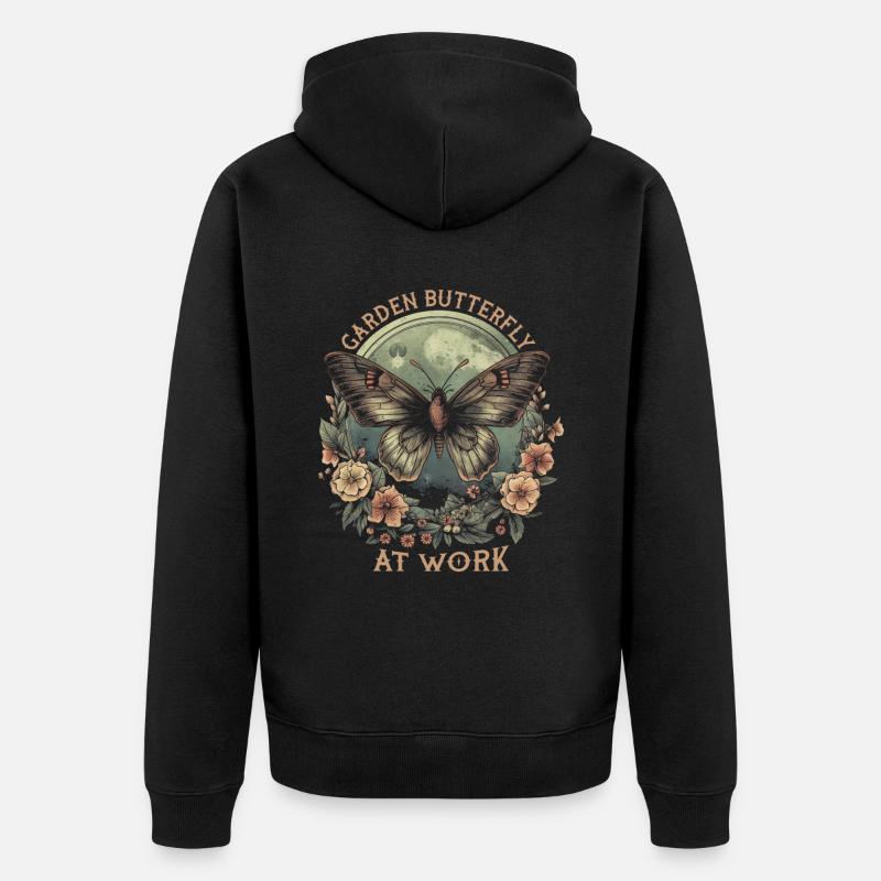 Hobbygärtner Garten Gartenschmetterlinge - Unisex Premium Bio Zip Hoodie - Schwarz