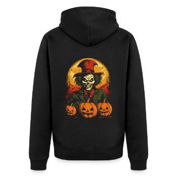 Clown effrayant avec des citrouilles et la pleine lune rouge - Veste à capuche bio Premium Unisexe - noir - Dos - Nico (187cm)