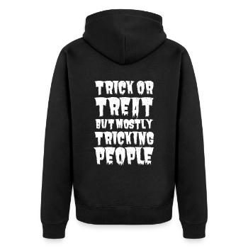 Cynisme d’Halloween: Trick or Treat Mostly Tricking - Veste à capuche bio Premium Unisexe - noir - Dos - Nico (187cm)