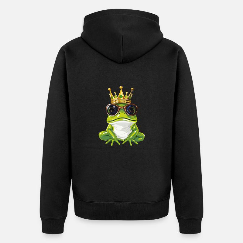 Grenouille comique avec couronne - Veste à capuche bio Premium Unisexe - noir
