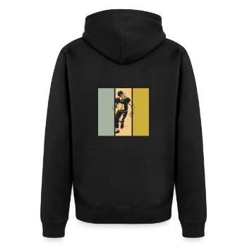 American football - Unisex Premium Bio Zip Hoodie - Schwarz - Hinten - Nico (187cm)