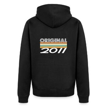 Limited Edition 2011 - Unisex Premium Bio Zip Hoodie - Schwarz - Hinten - Nico (187cm)