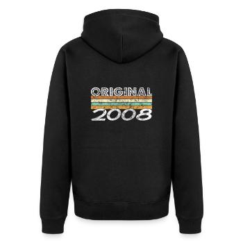 Limited Edition 2008 - Unisex Premium Bio Zip Hoodie - Schwarz - Hinten - Nico (187cm)