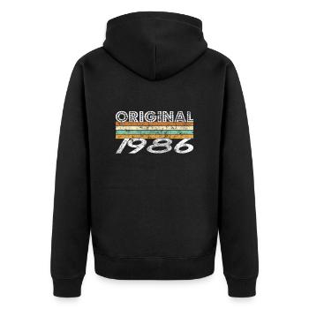 Original 1986 - Unisex Premium Organic Zip Hoodie - black - Back - Nico (187cm)