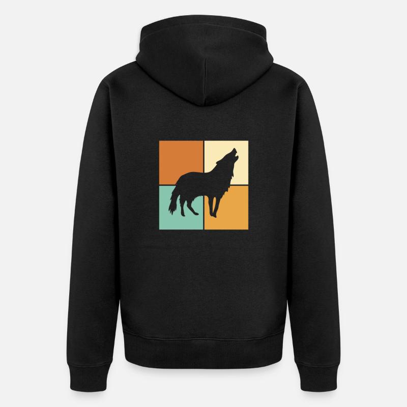 Wolf - Unisex Premium Bio Zip Hoodie - Schwarz