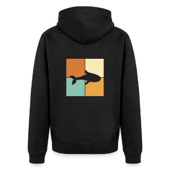 Fish - Unisex Premium Organic Zip Hoodie - black - Back - Nico (187cm)