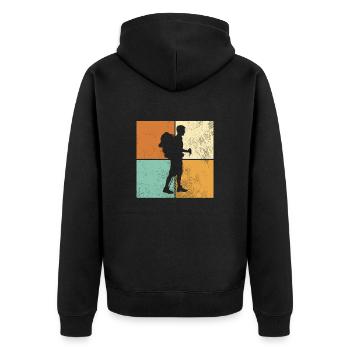 Wander - Unisex Premium Organic Zip Hoodie - black - Back - Nico (187cm)