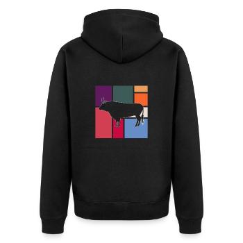 Stier - Unisex Premium Bio Zip Hoodie - Schwarz - Hinten - Nico (187cm)