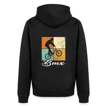 BMX - Unisex Premium Organic Zip Hoodie - black - Back - Nico (187cm)