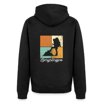 Bergsteigen - Unisex Premium Bio Zip Hoodie - Schwarz - Hinten - Nico (187cm)