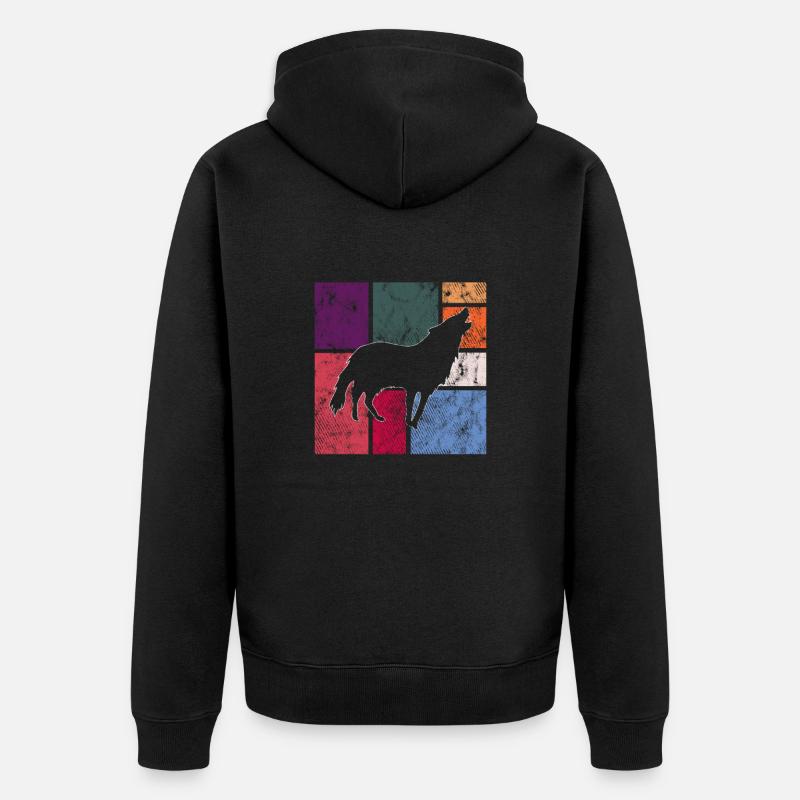 Wolf - Unisex Premium Bio Zip Hoodie - Schwarz