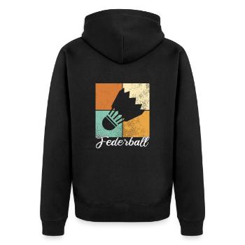Federball - Unisex Premium Bio Zip Hoodie - Schwarz - Hinten - Nico (187cm)