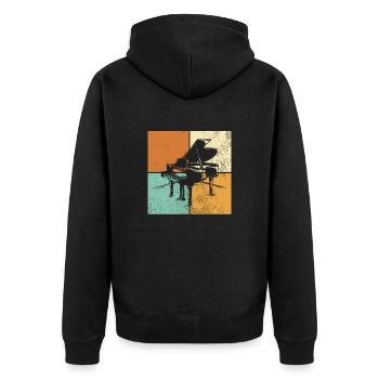 Klavier - Unisex Premium Bio Zip Hoodie - Schwarz - Hinten - Nico (187cm)