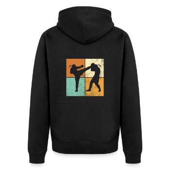 MMA - Unisex Premium Organic Zip Hoodie - black - Back - Nico (187cm)