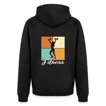 Fitness - Unisex Premium Bio Zip Hoodie - Schwarz - Hinten - Nico (187cm)