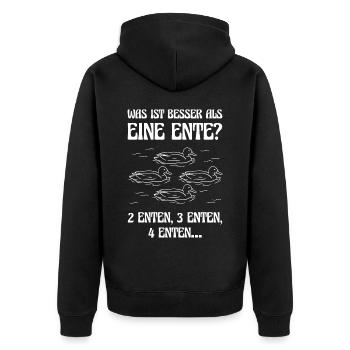 Was ist besser als eine Ente? 2 Enten, 3 Enten, 4 - Unisex Premium Bio Zip Hoodie - Schwarz - Hinten - Nico (187cm)
