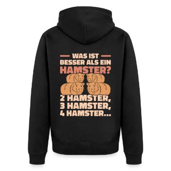 Was ist besser als ein Hamster? 2 Hamster, 3 Hamst - Unisex Premium Bio Zip Hoodie - Schwarz - Hinten - Nico (187cm)