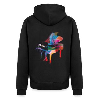 Buntes Piano Klavier Noten - Unisex Premium Bio Zip Hoodie - Schwarz - Hinten - Nico (187cm)