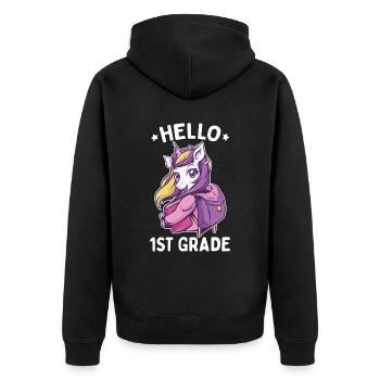 Hello 1st Grade - Hello First Grade Rocks - Unisex Premium Organic Zip Hoodie - black - Back - Nico (187cm)