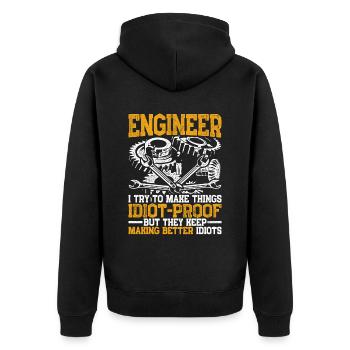 Engineer, Engineering - Unisex Premium Organic Zip Hoodie - black - Back - Nico (187cm)