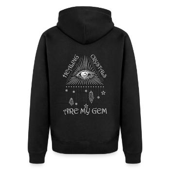 Funny Gemstone Chakra Healer Spiritual - Unisex Premium Organic Zip Hoodie - black - Back - Nico (187cm)