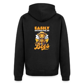 Beekeeper Distracted By Bees - Unisex Premium Organic Zip Hoodie - black - Back - Nico (187cm)