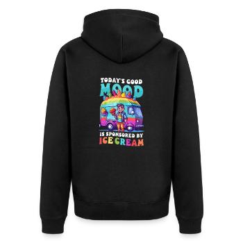 Vendeur de crème glacée Bonne humeur Sponsorisé par Ice Cream - Veste à capuche bio Premium Unisexe - noir - Dos - Nico (187cm)
