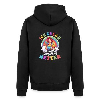 Un vendeur de crème glacée améliore tout - Veste à capuche bio Premium Unisexe - noir - Dos - Nico (187cm)