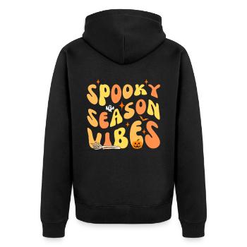 Halloween Vague Orange Spooky Season Vibes - Veste à capuche bio Premium Unisexe - noir - Dos - Nico (187cm)