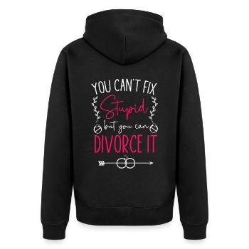 Happy Divorce Party You Can't Fix - Unisex Premium Bio Zip Hoodie - Schwarz - Hinten - Nico (187cm)