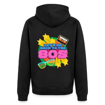 80s 1980 Disco Party 80s - Unisex Premium Organic Zip Hoodie - black - Back - Nico (187cm)
