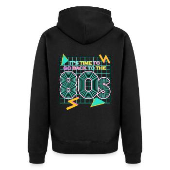 80s Party Nostalgia 80s 1980s Disco - Unisex Premium Organic Zip Hoodie - black - Back - Nico (187cm)