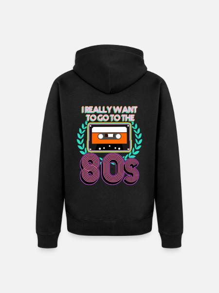 80er Party Nostalgie 80s 1980 Disco - Unisex Premium Bio Zip Hoodie - Schwarz