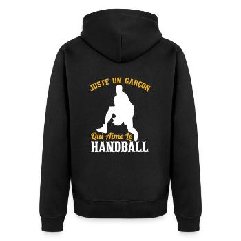 Handball Humour Enfants - Veste à capuche bio Premium Unisexe - noir - Dos - Nico (187cm)