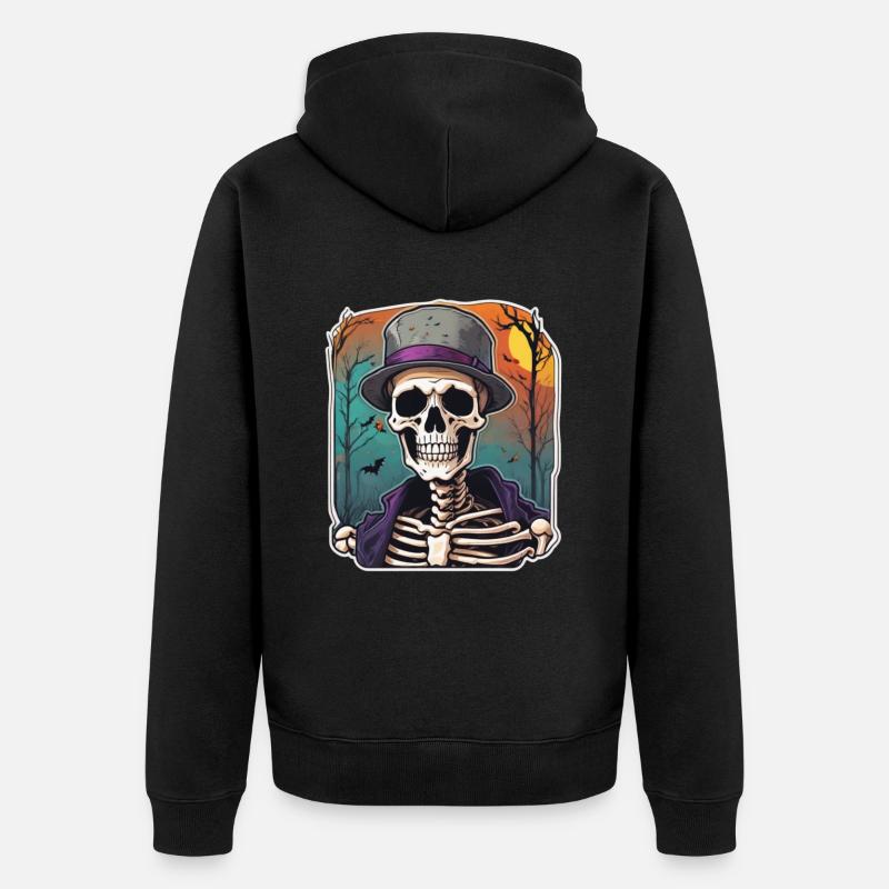 Skeleton Helloween Skull Skeleton Costume - Veste à capuche bio Premium Unisexe - noir
