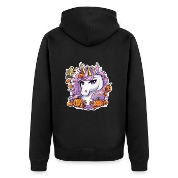 Unicorn Halloween Unicorns Unicorn Helloween - Unisex Premium Organic Zip Hoodie - black - Back - Nico (187cm)