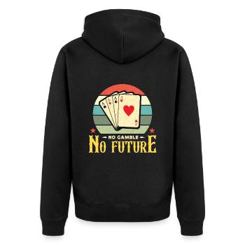 Classic Blackjack No Gamble No Future Retro Dealer - Unisex Premium Organic Zip Hoodie - black - Back - Nico (187cm)