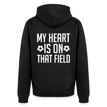 Mein Herz Ist Auf Diesem Feldfußball Mutter Outfit - Unisex Premium Bio Zip Hoodie - Schwarz - Hinten - Nico (187cm)