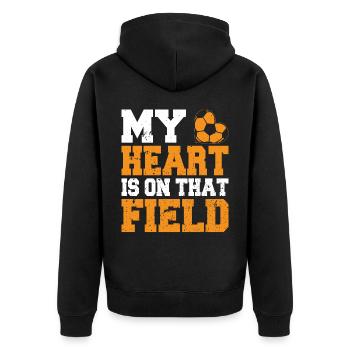Mein Herz Ist Auf Diesem Feldfußball Mutter Outfit - Unisex Premium Bio Zip Hoodie - Schwarz - Hinten - Nico (187cm)