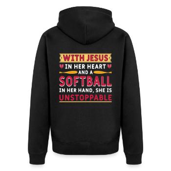 Jésus dans ton cœur Athlètes lanceurs de softball - Veste à capuche bio Premium Unisexe - noir - Dos - Nico (187cm)