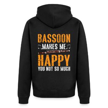 Lustiges Fagott macht mich glücklich Du nicht so s - Unisex Premium Bio Zip Hoodie - Schwarz - Hinten - Nico (187cm)