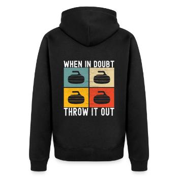 Curling Curling players - Unisex Premium Organic Zip Hoodie - black - Back - Nico (187cm)