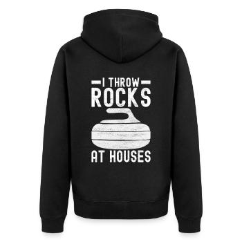 Curling Curling players - Unisex Premium Organic Zip Hoodie - black - Back - Nico (187cm)