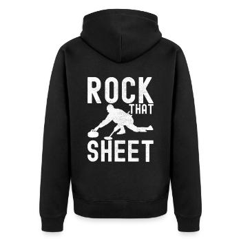 Curling Curlingspieler - Unisex Premium Bio Zip Hoodie - Schwarz - Hinten - Nico (187cm)